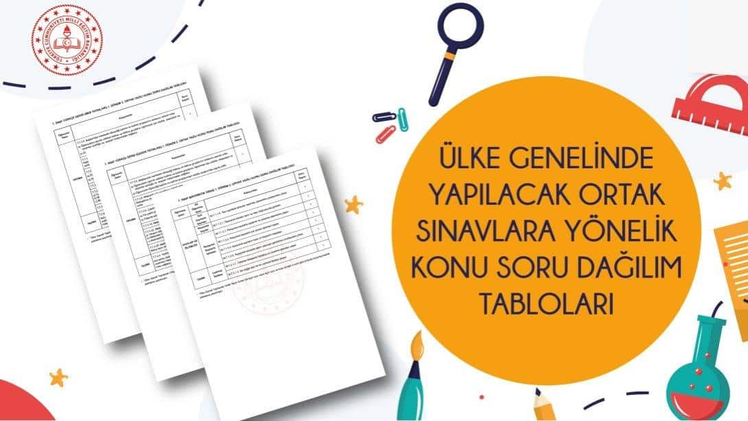 ÜLKE GENELİNDE 7. SINIFLAR İÇİN YAPILACAK ORTAK SINAVLARA YÖNELİK KONU SORU DAĞILIM TABLOLARI YAYIMLANDI